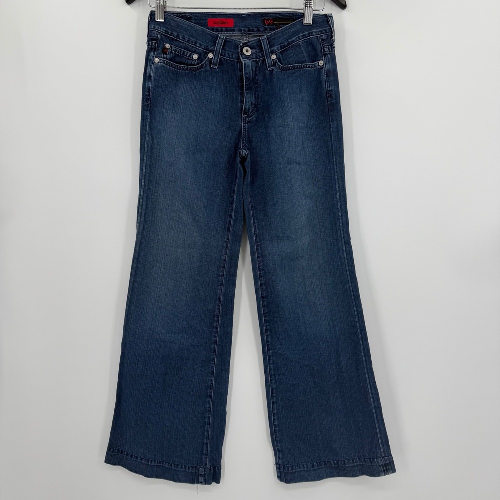 AG Adriano Goldschmied The Glisten Wide Leg Trouser Jeans 26R Dark Wash Denim